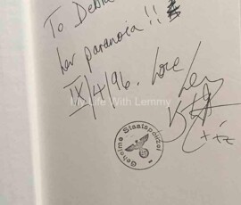 The page from Rama Revealed signed by Lemmy The page from Rama Revealed signed by Lemmy